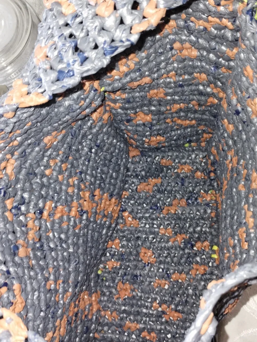 Recycled Plastic Crochet Bag With Separate Interior Bag
